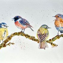 My project for course: Artistic Watercolor Techniques for Illustrating Birds. Projekt z dziedziny Trad, c, jna ilustracja, Malowanie akwarelą, R, sunek realist, czn, Ilustracja naturalist i czna użytkownika Judy - 05.05.2022