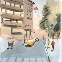 Il mio progetto del corso: Paesaggi urbani ad acquerello. Un projet de Beaux Arts, Aquarelle et Illustration architecturale de dbphotos75 - 06.05.2022