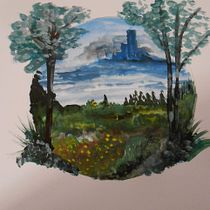 Mon projet du cours : Peinture de paysages enchantés à la gouache. Projekt z dziedziny Trad, c, jna ilustracja,  Malarstwo i Malowanie gwaszami użytkownika patricia LACANNE - 10.05.2022