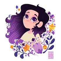 Meu projeto do curso: Retrato ilustrado com elementos botânicos. Traditional illustration, Digital Illustration, Botanical Illustration, and Digital Drawing project by Bruna Dorneles - 05.11.2022