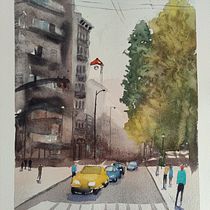 My project for course: Urban Landscapes in Watercolor. Un projet de Beaux Arts, Aquarelle et Illustration architecturale de lynnek - 13.05.2022