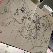 Mon projet du cours : Carnet de portraits : explorez le visage humain. Sketching, Drawing, Portrait Drawing, Artistic Drawing, and Sketchbook project by Cathy Bailleul - 05.13.2022