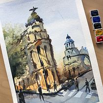 My project for course: Architectural Sketching with Watercolor and Ink. Sketching, Drawing, Watercolor Painting, Architectural Illustration, Sketchbook & Ink Illustration project by Alejandra Fretes - 05.02.2022
