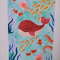 Baleine. Ilustração tradicional, Artes plásticas, Pintura, Pintura em aquarela, e Teoria da cor projeto de Vanessa LOTRIAN - 20.05.2022