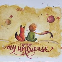 My Universe. Calligraph, and Watercolor Painting project by Giorgio Estrada - 05.24.2022