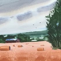 My project for course: Watercolor Landscapes: Experimental Tools and Techniques. Projekt z dziedziny  Sztuki piękne,  Malarstwo i Malowanie akwarelą użytkownika Ingrid H - 24.05.2022
