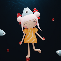 Mi proyecto del curso: Creación de personajes kawaii en 3D con Blender . Een project van Traditionele illustratie, Ontwerp van personages, Digitale illustratie,  3D-modellering y Manga van Yuliya Nazarova - 25.05.2022
