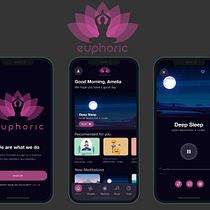 Euphoric - A meditation app for users how are struggling to meditate. UX / UI, Mobile Design, Design de apps, e Design de produto digital projeto de Avis - 19.05.2022