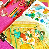 Mi proyecto del curso: Sketchbook para explorar tu estilo de dibujo. Un proyecto de Ilustración tradicional, Bocetado, Creatividad, Dibujo, Pintura a la acuarela, Sketchbook y Pintura gouache de Romina Guerra Alvarez - 27.05.2022