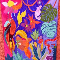 My Tropical Jungle. Un projet de Peinture, Création de motifs, Peinture acr , et lique de Lau POURBAIX - 27.05.2022
