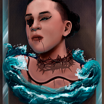 Susurros entre olas. Traditional illustration, Drawing, Digital Illustration, Portrait Drawing, Digital Drawing, and Digital Painting project by kllateart - 05.30.2022