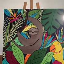 Mon projet du cours : Initiation à la peinture acrylique : créez une toile tropicale. Un projet de Peinture, Création de motifs, Peinture acr , et lique de cocotte71_mjp - 30.05.2022