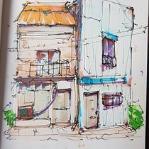Meu projeto do curso: Desenho arquitetônico expressivo com marcadores coloridos. Een project van  Schetsen,  Tekening,  Architecturale illustratie, Sketchbook y  Illustratie met inkt van Zack Lowell - 31.05.2022