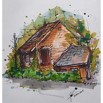 My project for course: Expressive Architectural Sketching with Colored Markers. Een project van  Schetsen,  Tekening,  Architecturale illustratie y  Illustratie met inkt van YARED NEGEWO - 01.06.2022