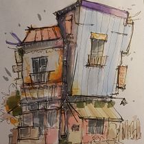 Il mio progetto del corso: Disegno architettonico espressivo con pennarelli colorati. Een project van  Schetsen,  Tekening,  Architecturale illustratie, Sketchbook y  Illustratie met inkt van Nicole Fedele - 01.06.2022