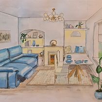 My project for course: Architectural Drawing: The Single-Point Perspective. Un proyecto de Diseño, Arquitectura, Paisajismo e Ilustración arquitectónica de Andriana Petrova - 01.06.2022