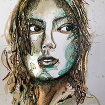 My project for course: Experimental Portraiture with Ink, Tea and Alcohol. Artes plásticas, Pintura, Desenho e Ilustração com tinta projeto de Cleona Bin Dol - 27.05.2022