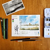 Mijn project van de cursus: Een reisschetsboekje maken met aquarel. Traditional illustration, Watercolor Painting, Architectural Illustration, and Sketchbook project by Linda Franken - 06.04.2022