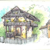 My project for course: Expressive Architectural Sketching with Colored Markers. Sketching, Drawing, Architectural Illustration, Sketchbook & Ink Illustration project by Francisca Valar - 06.05.2022