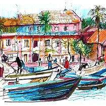 Mijn project van de cursus: Creëer expressieve architecturale schetsen met kleurstiften. Sketching, Drawing, Architectural Illustration, Sketchbook & Ink Illustration project by Gerard Beekman - 06.09.2022