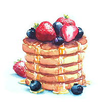 My project for course:  Fruit Pancakes Illustration with Watercolor <3. Projekt z dziedziny Trad, c, jna ilustracja,  Sztuki piękne,  Malarstwo i Malowanie akwarelą użytkownika suemytanaka - 07.06.2022
