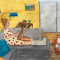 I broke my leg and started drawing again. Un proyecto de Ilustración tradicional, Bocetado, Creatividad, Dibujo, Sketchbook, Pintura gouache y Pintura a la acuarela de paulaneuziemke - 10.06.2022