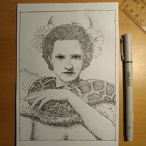 My project for course: Ink Portraits with Lines and Dots. Pencil Drawing, Drawing, Realistic Drawing, Figure Drawing & Ink Illustration project by Kerrie Kubisch - 06.11.2022
