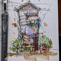 My project for course: Expressive Architectural Sketching with Colored Markers. Sketching, Drawing, Architectural Illustration, Sketchbook, Ink Illustration, and Architecture project by p23374 - 06.11.2022