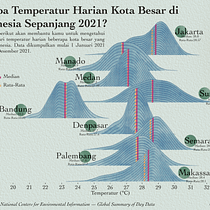 Data Viz: Average Daily Temperature in Indonesia Big Cities. Un progetto di Design dell’informazione, Design interattivo e Infografica di Alpin N PH - 09.06.2022