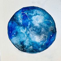 Galaxy de Pegase . Un progetto di Illustrazione tradizionale, Belle arti, Pittura e Pittura ad acquerello di carole Cometto - 10.06.2022