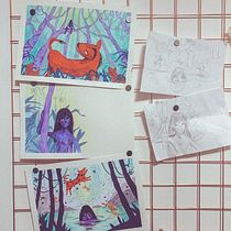 Meu projeto do curso: Introdução à ilustração infantil - "The Jungle Book - Red Dog". Traditional illustration, Fine Arts, Painting, Pencil Drawing, Drawing, Watercolor Painting, Children's Illustration, and Narrative project by Victor Braga - 06.17.2022