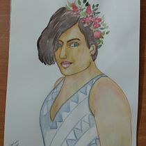 Meu projeto do curso: Criação de retrato estilizado em aquarela. Traditional illustration, Painting, Watercolor Painting, and Portrait Drawing project by Andrea Oliveira sow - 06.17.2022