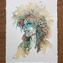 Mon projet du cours : Portrait expérimental à l'encre, à l'alcool et au thé. Un proyecto de Bellas Artes, Pintura, Dibujo e Ilustración con tinta de mina_inverse - 19.06.2022
