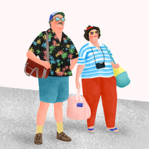 Mi proyecto del curso: Ilustración digital colorida en Procreate. “TURISTAS”. Traditional illustration, Drawing, Digital Illustration, and Digital Drawing project by Fran García - 06.20.2022