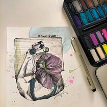Il mio progetto del corso: Illustrazione con tecniche manuali di tratteggio e dripping. Character Design, Fine Arts, Painting, Watercolor Painting, Portrait Drawing, and Artistic Drawing project by Silvia Marinozzi - 06.20.2022