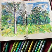 Mein Kursprojekt: Landschaften in Pastell zeichnen: Spiele mit Licht. Traditional illustration, Fine Arts, Pencil Drawing, Drawing, and Artistic Drawing project by Andrea Gunkler - 06.21.2022