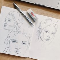 Mon projet du cours : Carnet de portraits : explorez le visage humain. Sketching, Drawing, Portrait Drawing, Artistic Drawing, and Sketchbook project by Laëtitia Derible - 06.21.2022