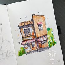My project for course: Expressive Architectural Sketching with Colored Markers. Sketching, Drawing, Architectural Illustration, Sketchbook & Ink Illustration project by Waiyi Choi - 06.21.2022