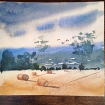 My project for course: Watercolor Landscapes: Experimental Tools and Techniques. Projekt z dziedziny  Sztuki piękne,  Malarstwo i Malowanie akwarelą użytkownika Mariann Hegedűs - 23.06.2022