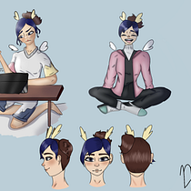 Meu projeto do curso: Desenho de personagens repletos de carisma. Esse curso me ajudou muito à melhorar o design da minha personagem Yunni, muito obrigada Magdalina :). Character Design, Sketching, Drawing, Stor, telling, Stor, board, Artistic Drawing, and Narrative project by melissaferoli - 06.24.2022