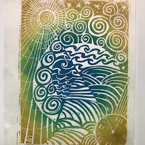 My project for course: Contemporary Printmaking with Linoleum || "Sun, Time, and Tide". Un progetto di Illustrazione tradizionale, Artigianato, Belle arti e Stampa di j_a_martin - 17.06.2022