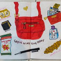 Illustrated Journal My Bag. Sketching, Creativit, Drawing, Sketchbook, and Traditional illustration project by Josy Pimentel - 06.24.2022