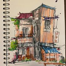 My project for course: Expressive Architectural Sketching with Colored Markers. Sketching, Drawing, Architectural Illustration, Sketchbook & Ink Illustration project by Farzana Misha - 06.25.2022