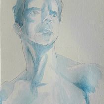 Artistic Portrait with Watercolors. Fine Arts, Painting, Watercolor Painting, and Portrait Drawing project by Sérgio Dantas - 06.26.2022