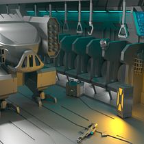 Mi proyecto del escenario una bodega de carga en Aeronave de transporte militar-FUTURISTA. Een project van 3D,  3D-modellering y  3D-ontwerp van Sergio Guerrero Sánchez - 24.06.2022