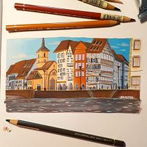 Mon projet du cours : Sketchbook de peintures à la gouache. Ilustração tradicional, Esboçado, Desenho, Ilustração arquitetônica, Sketchbook, e Pintura guache projeto de Anne-Laure Pellegri - 27.06.2022