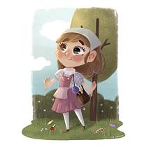 Gretel, de "Hansel y Gretel". Un proyecto de Diseño de personajes, Dibujo, Ilustración digital, Ilustración infantil, Dibujo digital y Pintura digital de Liss Gallardo - 28.06.2022