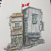 My project for course: Expressive Architectural Sketching with Colored Markers. Sketching, Drawing, Architectural Illustration, Sketchbook & Ink Illustration project by A K - 07.01.2022