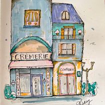 Mon projet du cours : Esquisses d'architecture expressives aux feutres de couleur. Sketching, Drawing, Architectural Illustration, Sketchbook & Ink Illustration project by Karine - 07.02.2022