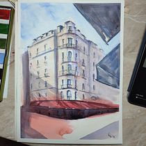 My project for course: Architectural Sketching with Watercolor and Ink. Sketching, Drawing, Watercolor Painting, Architectural Illustration, Sketchbook & Ink Illustration project by Luka Bohmova - 07.01.2022
